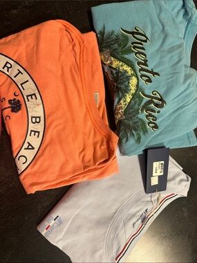 Womens Short-Sleeve Shirt - Orange, Light Blue, Light Gray
